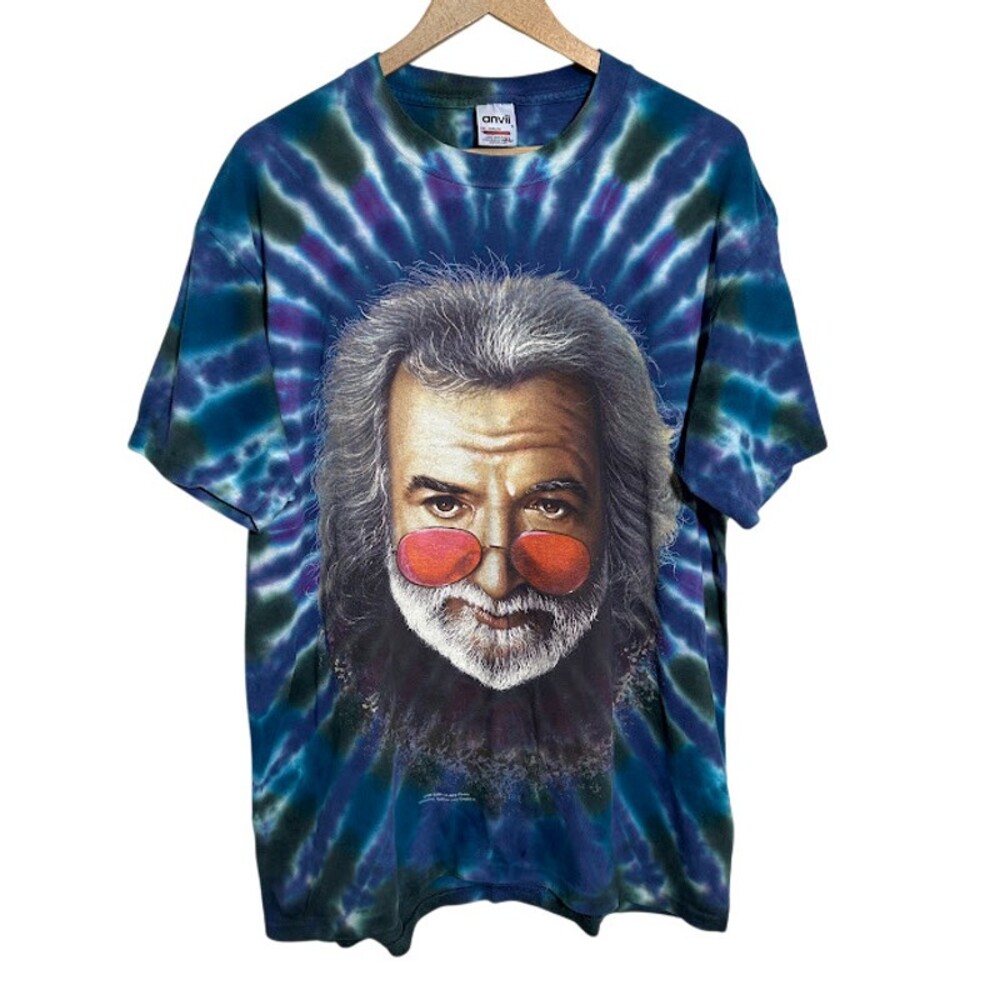 VTG 90s Grateful Dead Jerry Garcia Jurek Head Tie Dye Shirt XL Tshirt Rose Anvil